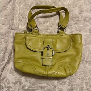 Coach leather handbag. Chartruese green